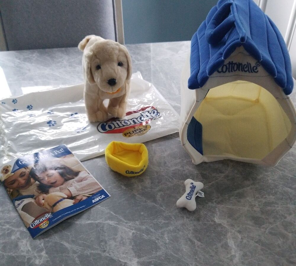 Vintage Cottonelle Plush Dog Set - complete with accessories, NIB